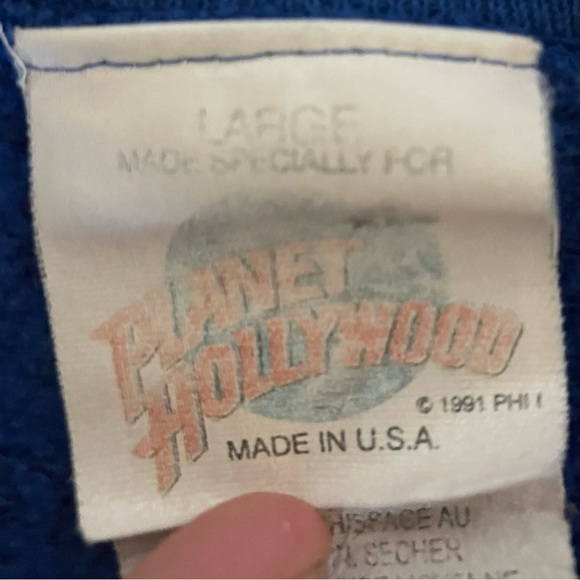 Vintage Planet Hollywood Blue Vancouver Embroidered Crewneck Men’s Large - Picture 3 of 3